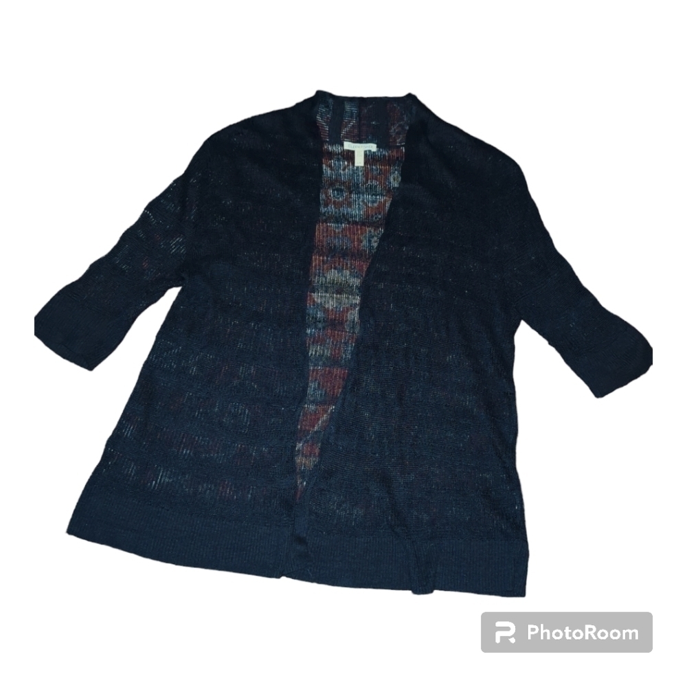 Eileen Fisher Dark Blue RN#78121/  CA#34460 Cardigan Fashion SZ L Large